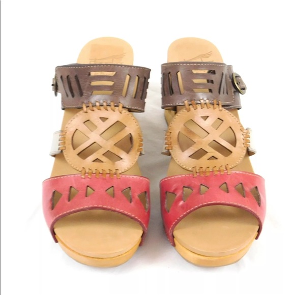 New Dansko Oralee Leather Boho Chic Wood Heels - Picture 4 of 7